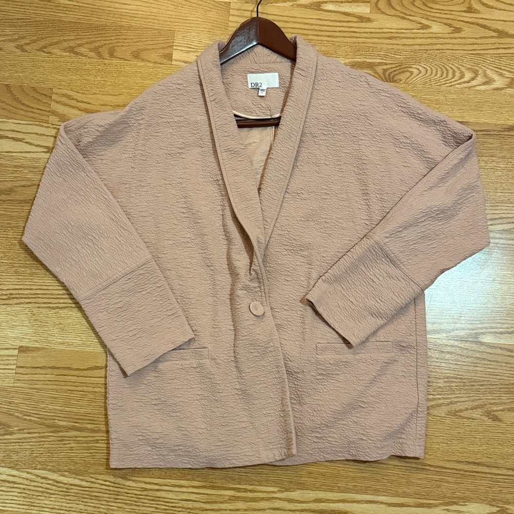 DR2 Daniel Rainn Pink Shawl Collar Single Button Knit Blazer Womens L